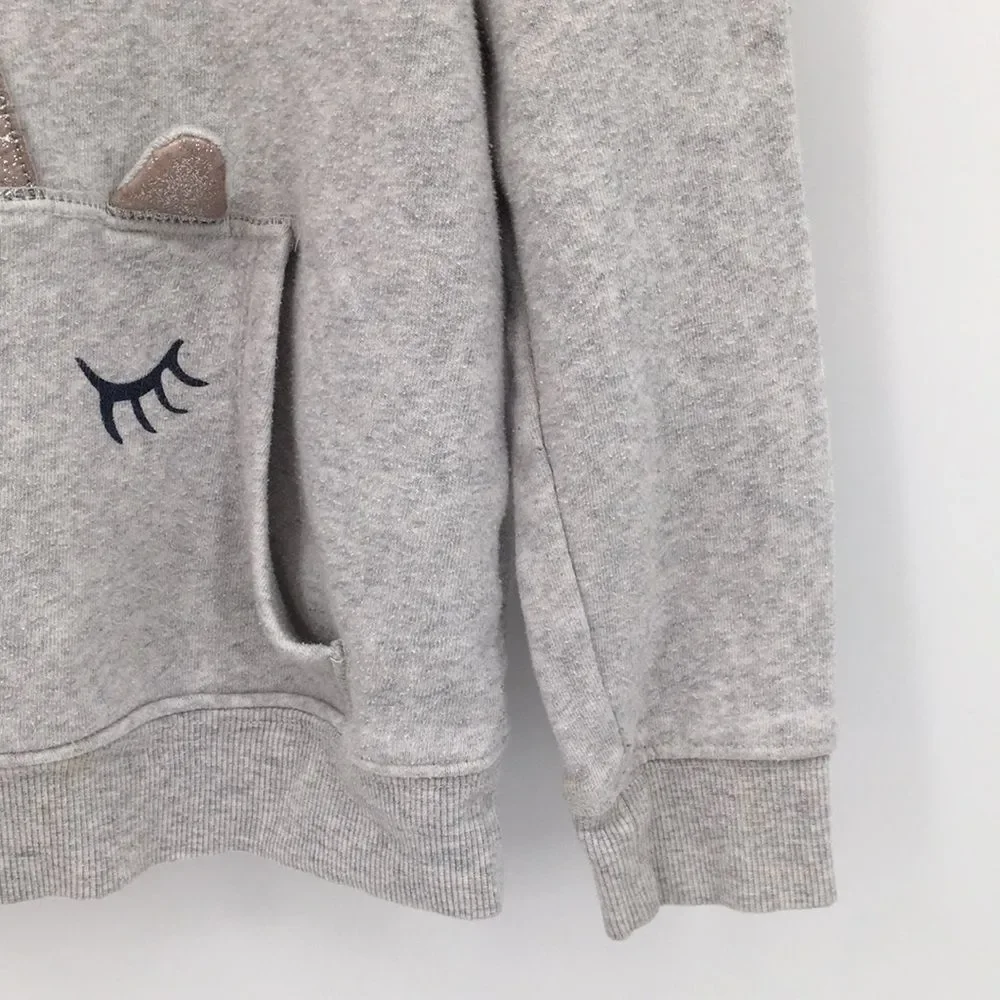Oshkosh Girls' Gray Hooded Sweatshirt with Pink Lining and Unicorn Pocket 7